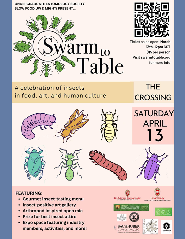 An image detailing the 2024 Swarm to Table event (from the UW Department of Entomology).