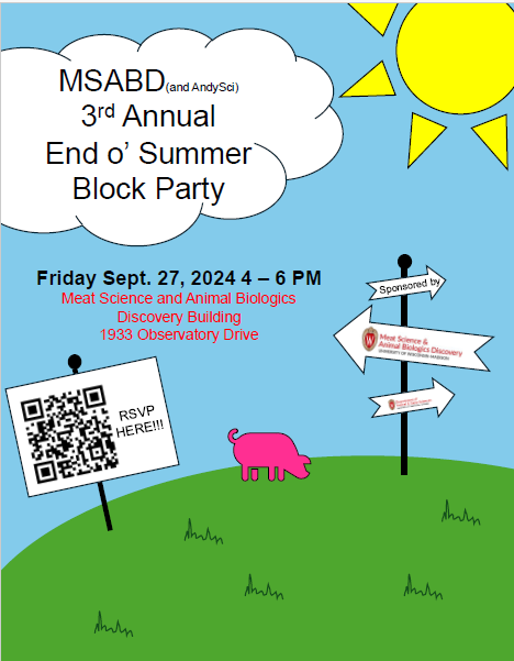Decorated graphic for 3rd Annual End o' Summer Block Party with information as listed on the website.